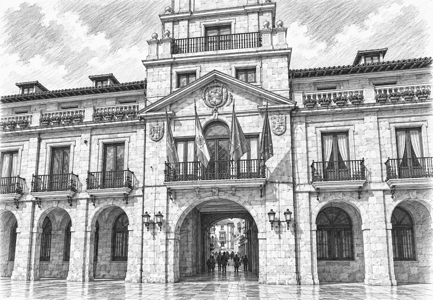 Hôtel de Ville d'Oviedo sur la Plaza de la Constitución