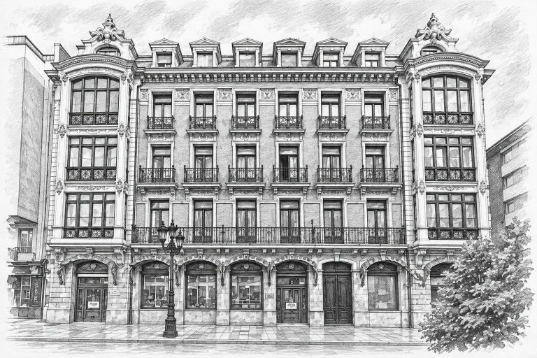 Casa y confitería Camilo de Blas en la calle Jovellanos de Oviedo